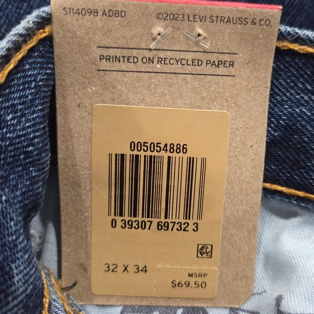 Levis 505 Regular Fit Jeans Mens 32x34 Blue Straight Leg Medium Wash Denim NEW